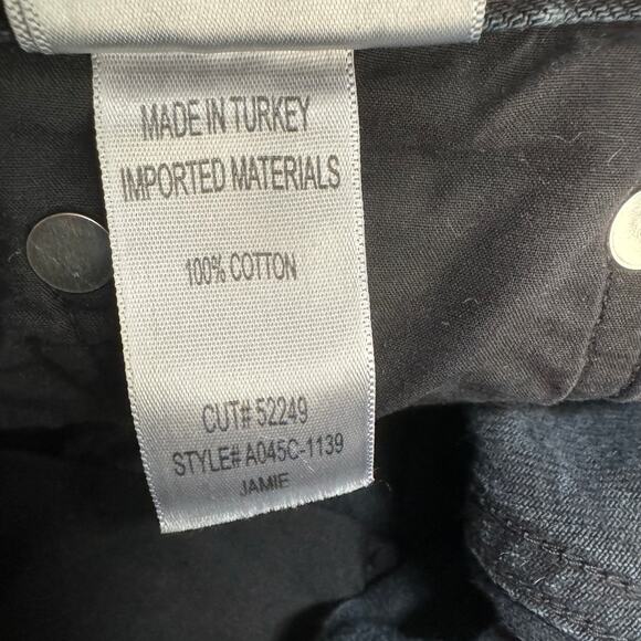 Agolde Womens Jamie High Rise Classic Jeans Black Whiskered Buttonfly Raw Hem 24 - Picture 6 of 10